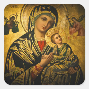Vår Dam i Perpetual Help Fyrkantigt Klistermärke