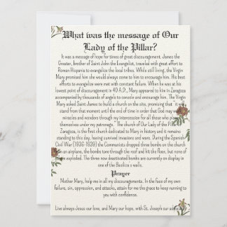 Vår Dam i Pillar Prayer-kortet Inbjudningar