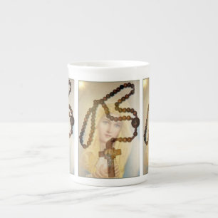 Vår Dam i Rosary Coffee Mugg Benporslin Mugg