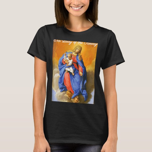 Vår Dam i Rosary T Shirt (Framsida)