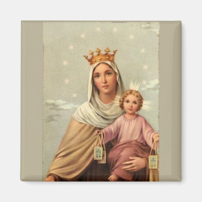 Vår Dam i scapulären med Baby Jesus Magnet (Framsidan)