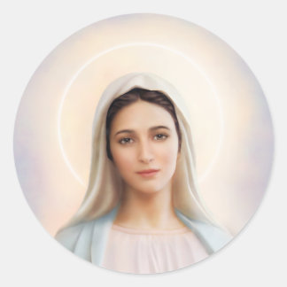 Vår Dam i Tihaljina-kuvertförslutningsfästen Runt Klistermärke