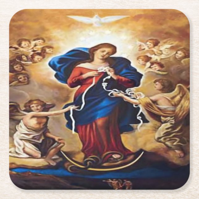 Vår Dam Undoer of Knots Underlägg Papper Kvadrat (Framsidan)