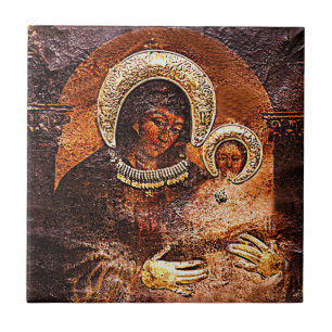 Vår Dam Virgin Mary och Jesus Paweatade av St Luke Kakelplatta