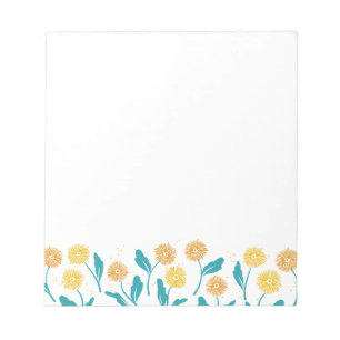 Vår Dandelion Flowers and Löv Design Anteckningsblock
