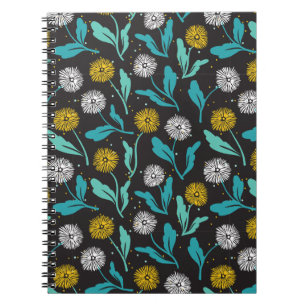 Vår Dandelion Flowers and Löv Design Anteckningsbok