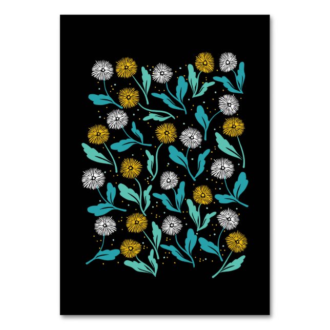 Vår Dandelion Flowers and Löv Design Bordsnummer (Framsidan)