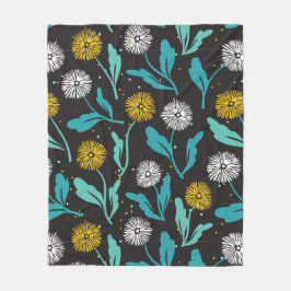 Vår Dandelion Flowers and Löv Design Fleecefilt