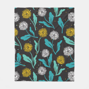 Vår Dandelion Flowers and Löv Design Fleecefilt