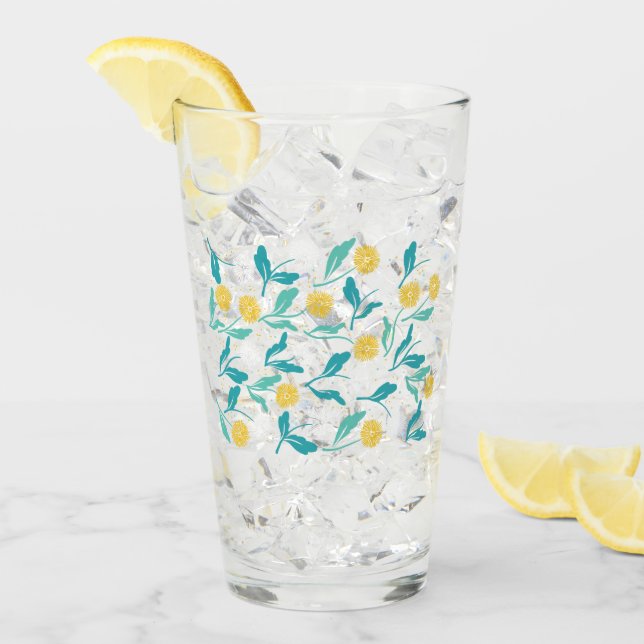 Vår Dandelion Flowers and Löv Design Glaskopp (Framsida Ice)