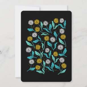Vår Dandelion Flowers and Löv Design Julkort