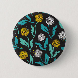 Vår Dandelion Flowers and Löv Design Knapp
