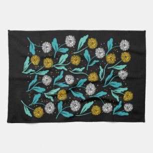Vår Dandelion Flowers and Löv Design Kökshandduk
