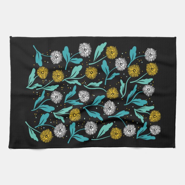 Vår Dandelion Flowers and Löv Design Kökshandduk (Horisontell)