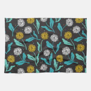 Vår Dandelion Flowers and Löv Design Kökshandduk