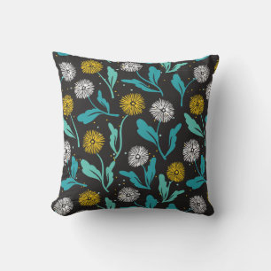 Vår Dandelion Flowers and Löv Design Kudde
