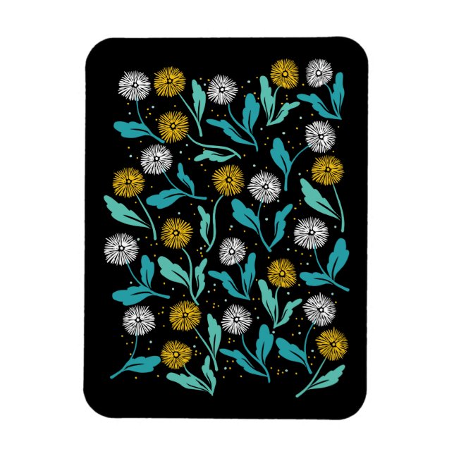 Vår Dandelion Flowers and Löv Design Magnet (Vertikal)