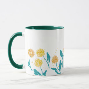 Vår Dandelion Flowers and Löv Design Mugg