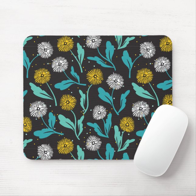 Vår Dandelion Flowers and Löv Design Musmatta (Med mus)