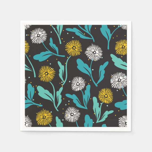 Vår Dandelion Flowers and Löv Design Pappersservett (Framsidan)