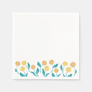 Vår Dandelion Flowers and Löv Design Pappersservett