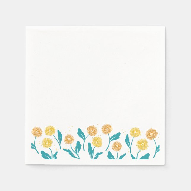 Vår Dandelion Flowers and Löv Design Pappersservett (Framsidan)