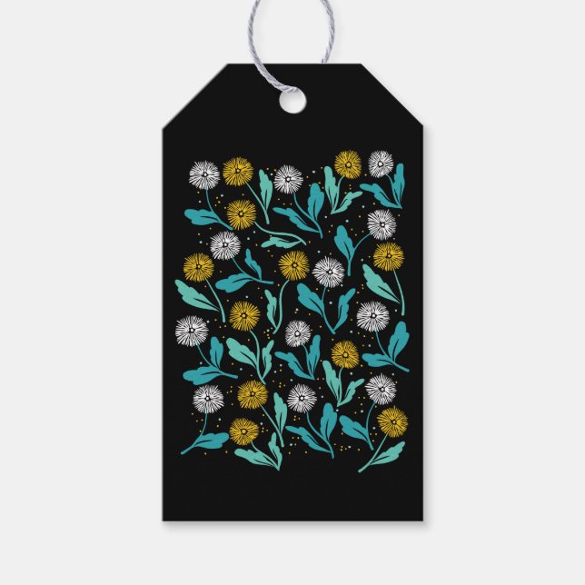 Vår Dandelion Flowers and Löv Design Presentetikett (Framsidan)