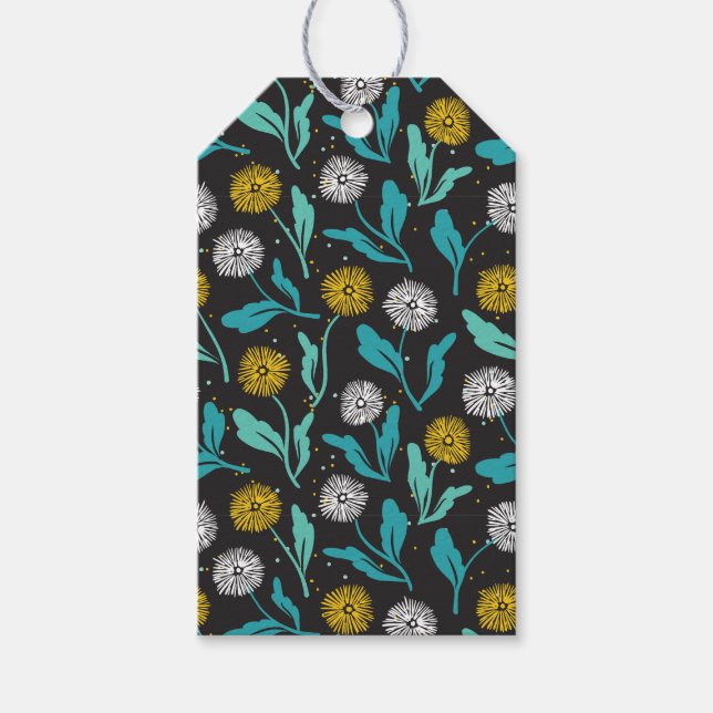 Vår Dandelion Flowers and Löv Design Presentetikett (Framsidan)