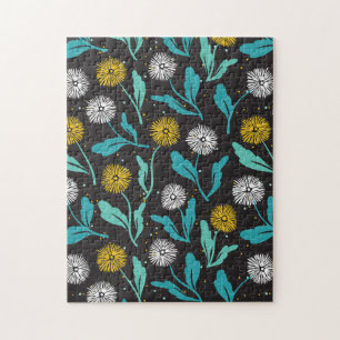 Vår Dandelion Flowers and Löv Design Pussel
