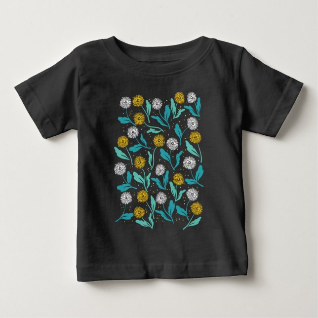 Vår Dandelion Flowers and Löv Design T Shirt (Framsida)