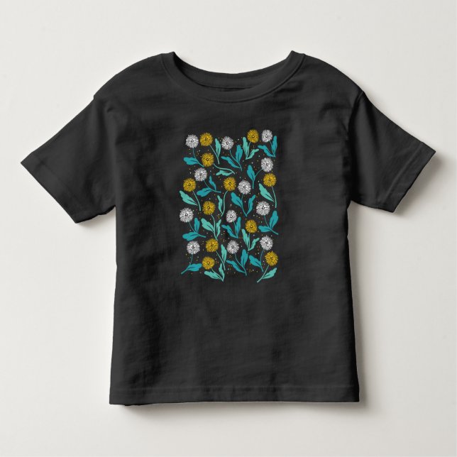 Vår Dandelion Flowers and Löv Design T Shirt (Framsida)