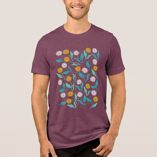 Vår Dandelion Flowers and Löv Design T Shirt (Framsida)
