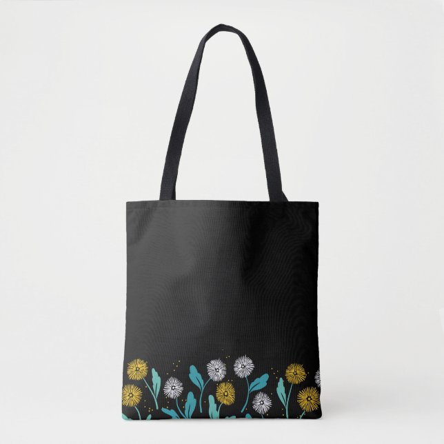 Vår Dandelion Flowers and Löv Design Tygkasse (Framsida)