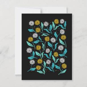 Vår Dandelion Flowers and Löv Design Vykort