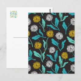Vår Dandelion Flowers and Löv Design Vykort