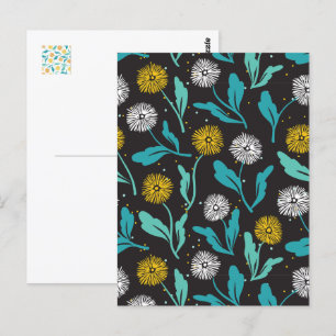 Vår Dandelion Flowers and Löv Design Vykort