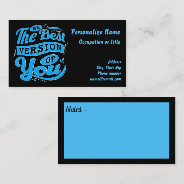 Var den bästa versionen av dig, Offert Blue Black Visitkort (Fram/baksida)