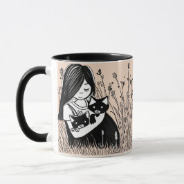 Var den du är, tjejen, katt bardomania beige mugg