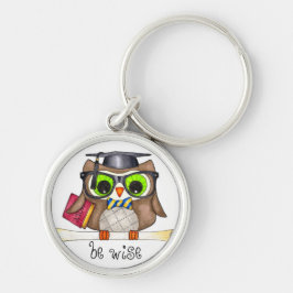 Var den kloka ugglanyckelringen fyrkantig silverfärgad nyckelring