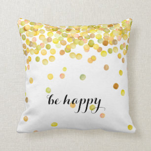 Var den lyckliga guldgultvattenfärgen pricker kudde