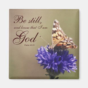 Var den stilla blomman för Psalm46:10fjärilen Magnet