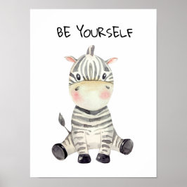 Var dig själv akvarell baby zebra poster