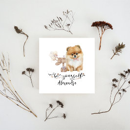 Var dig själv Cute Pommerns valp bredvid brevlådan Inbjudningar