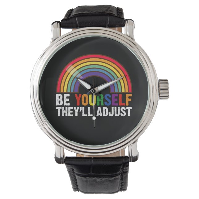 Var dig själv, de anpassar sig HBTQ regnbåge HBTQ- Armbandsur (Framsida)
