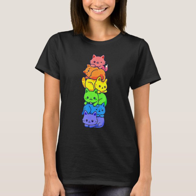 Var dig själv, de anpassar sig HBTQ regnbåge katte T Shirt (Framsida)