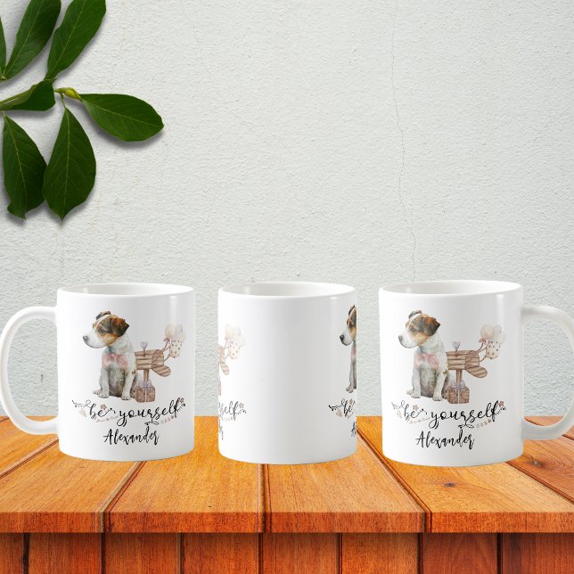 Var dig själv Jack Russell-valp bredvid postlådan Kaffemugg (Skapare uppladdad)