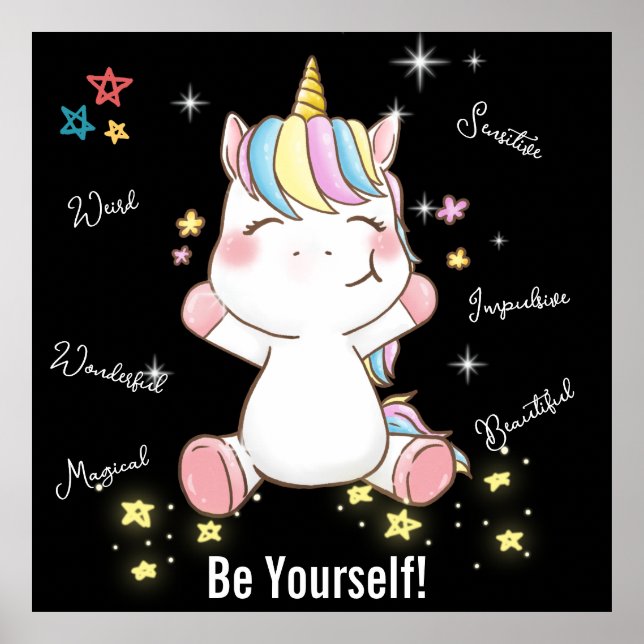 Var dig själv! Magic Unicorn. Redigerbar Poster (Framsidan)