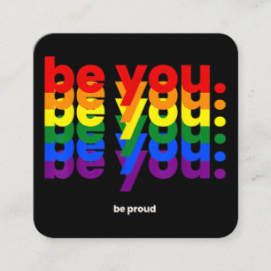 Var dig själv Var stolt HBTQ Pride Regnbåge Lesbis Fyrkantigt Visitkort