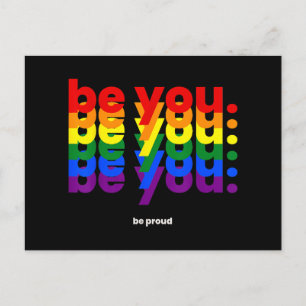 Var dig själv Var stolt HBTQ Pride regnbåge Lesbis Helg Vykort