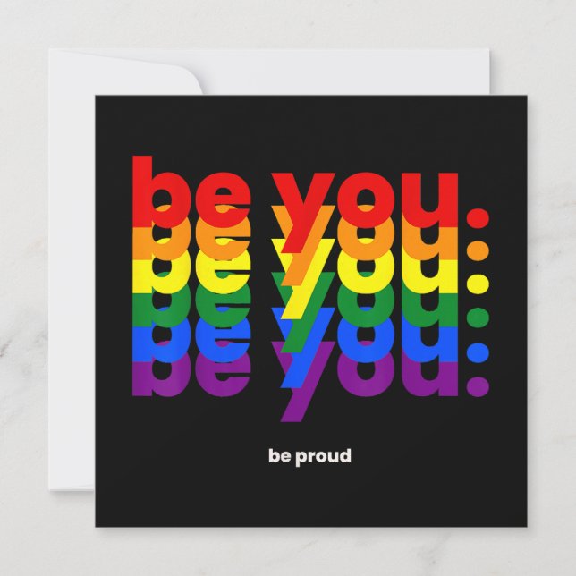 Var dig själv Var stolt HBTQ Pride Regnbåge Lesbis Inbjudningar (Framsida)